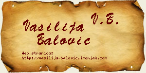 Vasilija Balović vizit kartica